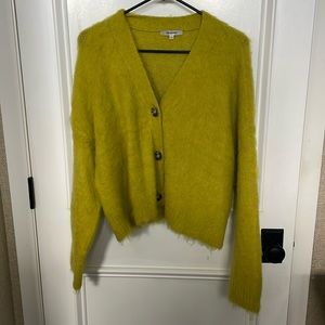 Madewell yellow-green fuzzy cardigan